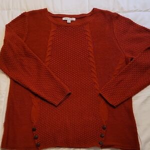 Chico's Brown Crew Neck Sweater with Textured Knit